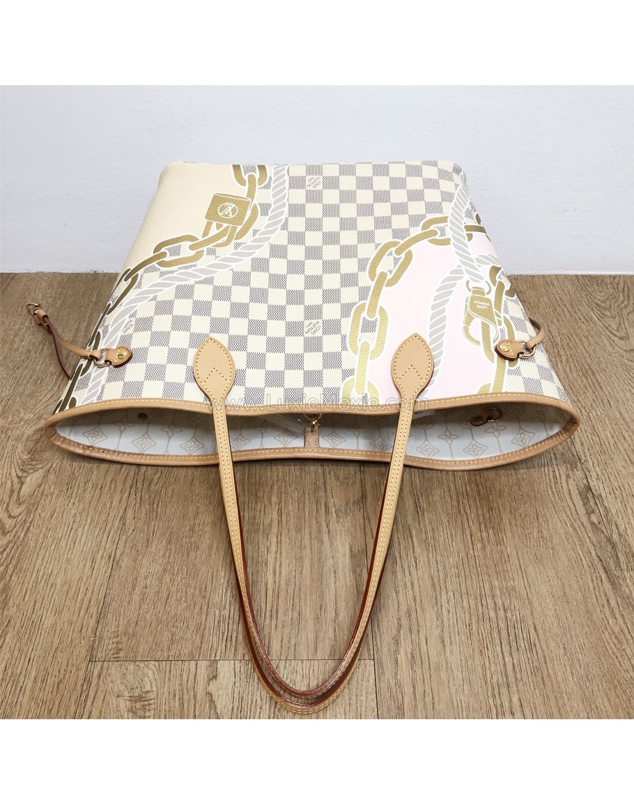 LOUIS VUITTON バッグ LOUIS VUITTON N40471 Damier Azur Nautical Neverfull MM Tote Bag